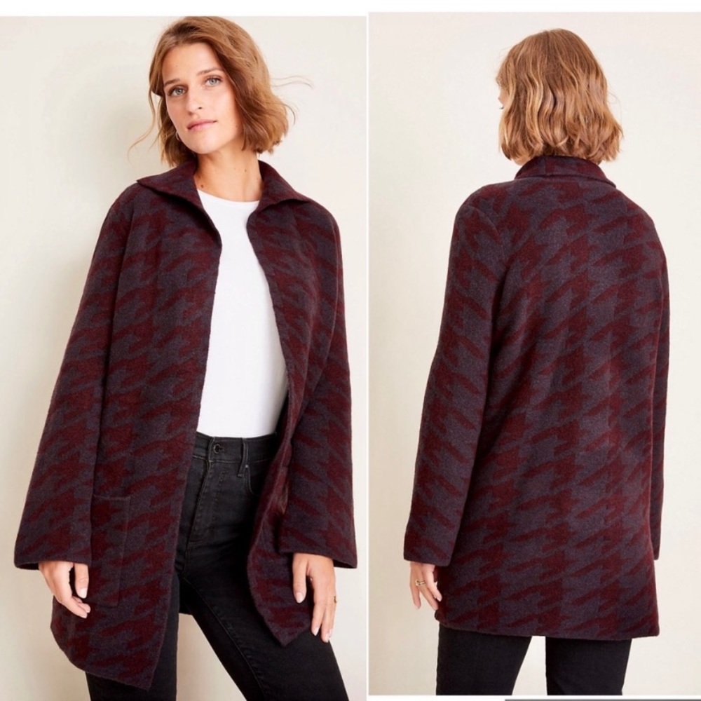 Like New Ann Taylor Houndstooth Coatigan Sz Medium